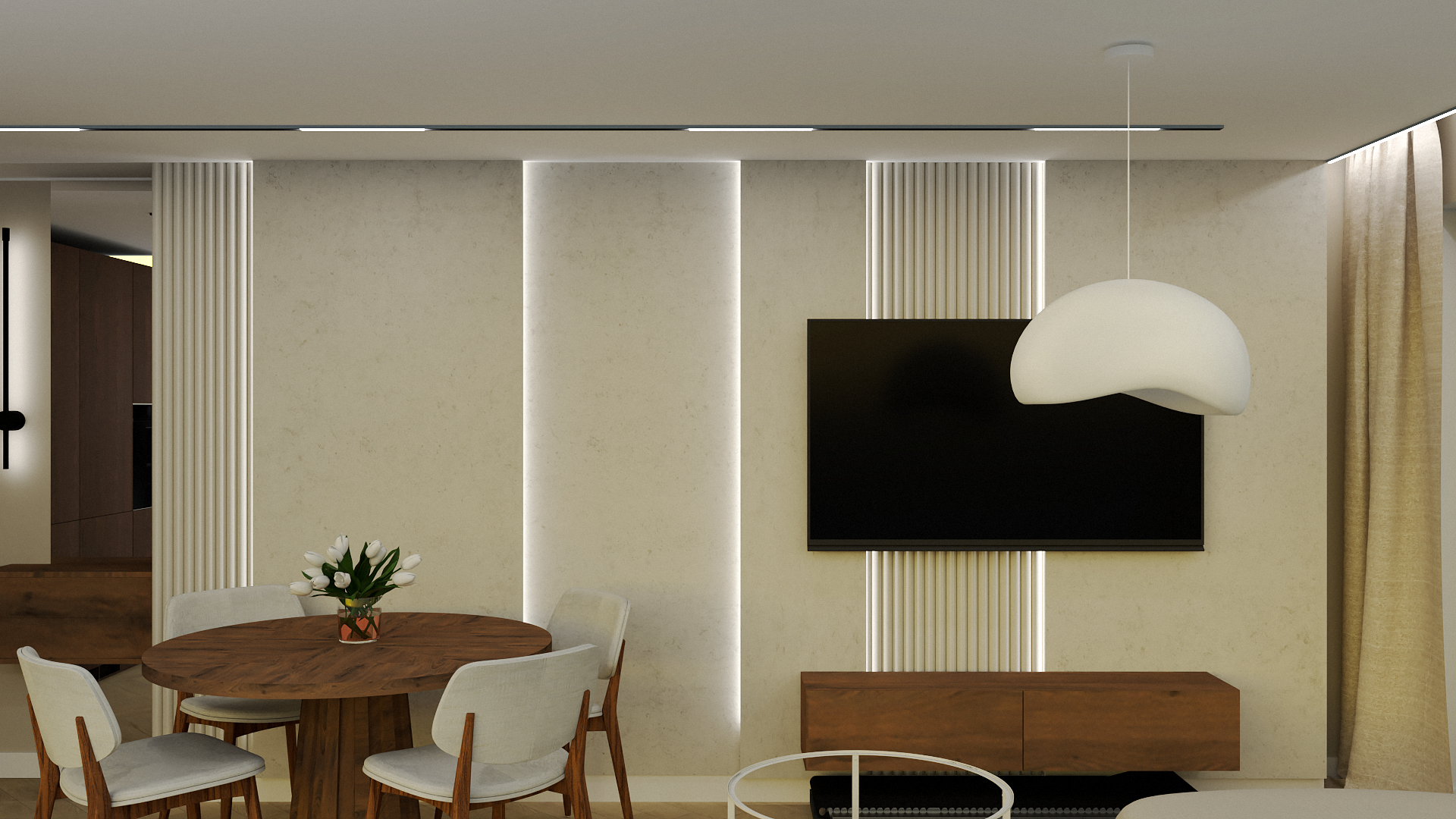 Mieszkanie 55 m² — Salon z aneksem kuchennym, zdjęcie 3